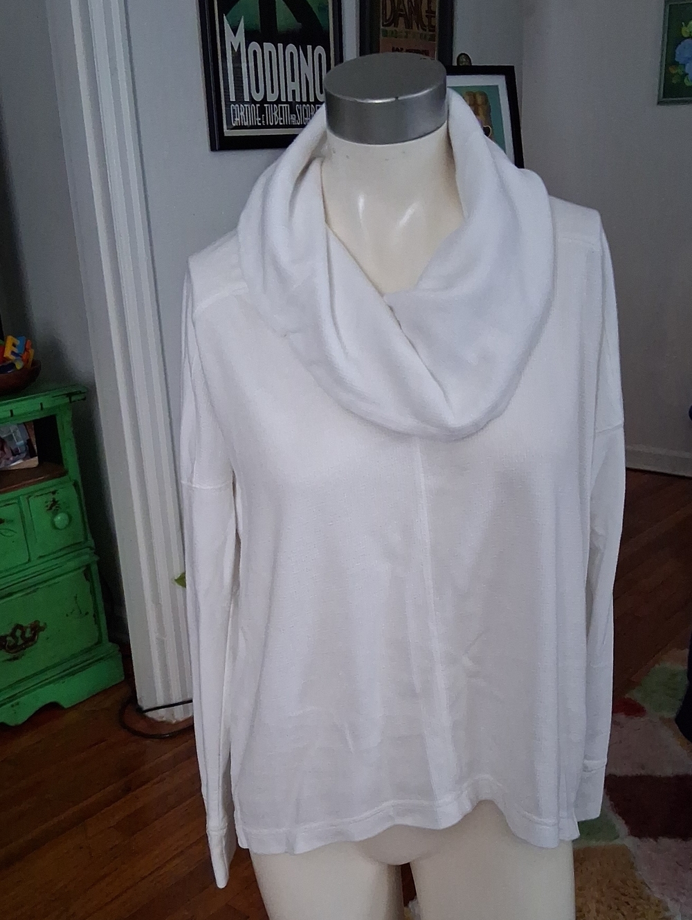 Lucky Brand White Cowl Neck Pullover Sweater